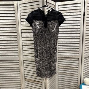 IRO Black and Silver Sequin Mini Dress